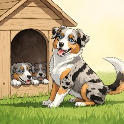 Happy Australian Shepherd Puppy Free From Crowded House