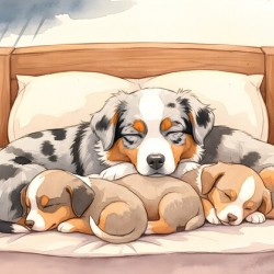Sleepy Australian Shepherd Puppy Rests After Storm