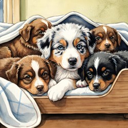 Australian Shepherd Puppy Seeks Comfort During Storm