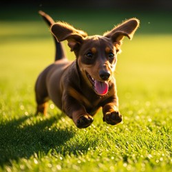 Happy Dachshund Puppy Celebrates Training Success