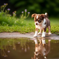 Chihuahua Puppy Discovers Muddy Puddle