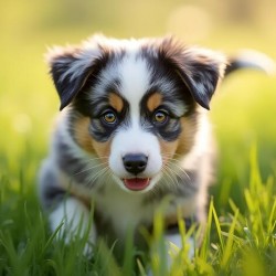 Blue Merle Australian Shepherd Puppy Ready To Play Hide And Seek