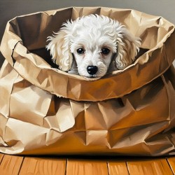 Poodle Puppy Discovers A Paper Bag Adventure