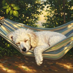 Poodle Puppy Naps In Hammock