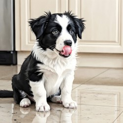 Border Collie Puppy Anticipates Delicious Treat