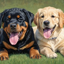 Exhausted Rottweiler Puppy Rests After Fun Playtime