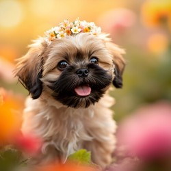 Shih Tzu Puppy Discovers Beautiful Flower Crown