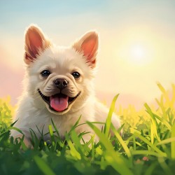 Tired French Bulldog Puppy Resting After Playing