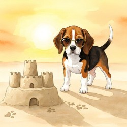 Beagle Puppy Shows Off Sandcastle Creation