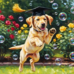 Celebrating Puppy Graduate Jumps For Joy
