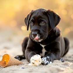 Happy Cane Corso Puppy Cleans Up After Ice Cream Adventure