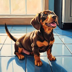 Dachshund Puppy Waiting For Special Treat