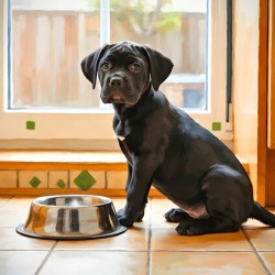 Cane Corso Puppy Discovers Dinner Time