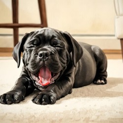 Cane Corso Puppy Stretches After Peaceful Nap