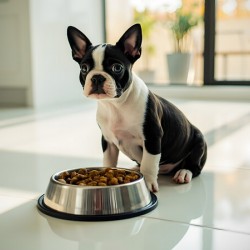 Boston Terrier Puppy Discovers Dinner Time