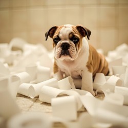 Bulldog Puppys Toilet Paper Trouble Begins
