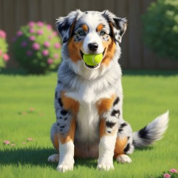 Australian Shepherd Puppy Successfully Retrieves Ball