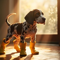 German Shorthaired Pointer Puppy Gets Ready For Rain