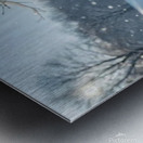 Curious White Bichon Frise Puppy Takes First Steps Into Deep Snow Metal print