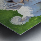 Bichon Frise Puppy Discovers Picnic Spread Metal print