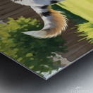 Australian Shepherd Puppy Discovers Garden Hose Metal print