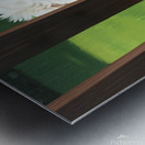 White Bichon Frise Puppy Peeking Through Wooden Fence Metal print