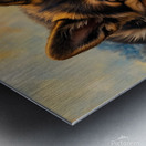 German Shepherd Puppy Snuggles With Golden Friend Metal print