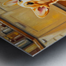 Corgi Puppy Discovers Birthday Cake Metal print