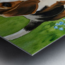 Little Beagle Puppy Discovers Water Bowl Metal print