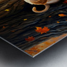 Curious Labrador Puppy Peeking Around Garden Corner Metal print