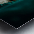 Happy Poodle Puppy Sitting By Blue Curtains Metal print