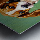 Beagle Puppy Spots Flying Frisbee Metal print