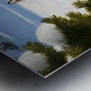 Siberian Husky Puppy In Red Holiday Costume Indoors Metal print