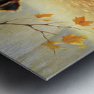 Yorkshire Terrier Puppy Spots Squirrel At Tree Base Metal print