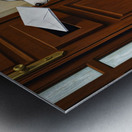 Curious Husky Puppy Discovers The Mail Slot Metal print