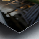 Sleepy Golden Retriever Puppy Rests In Cozy Haystack Metal print