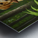 Happy Puppy Rests With Pinecone In Forest Shade Metal print