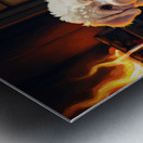 Bichon Frise Puppy Finds Perfect Fireplace Spot Metal print