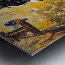 Content Border Collie Puppy Enjoys Watching Birds From Garden Below Metal print