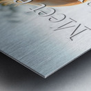 Puppy Curiosity: Golden Retriever Explores Morning Flowers Metal print