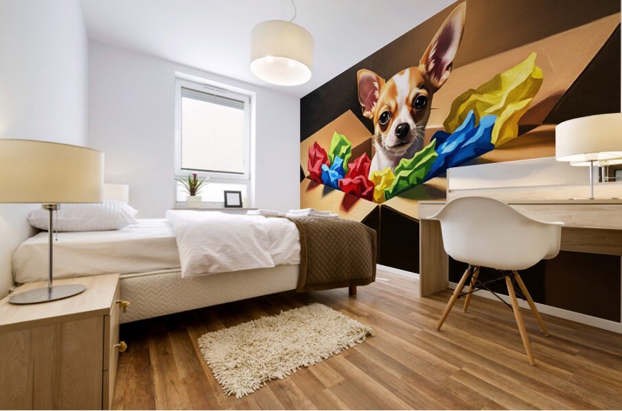 Chihuahua Puppy Naps After Christmas Present Adventure Mural print