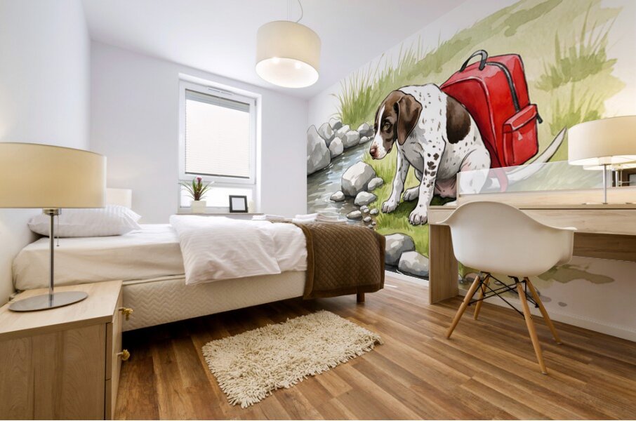 Adventurous German Shorthaired Pointer Puppy Rests After Day Of Exploring Mural print