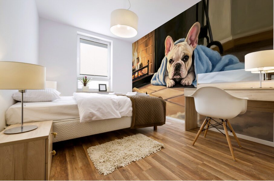 French Bulldog Puppy Happy And Warm After Beach Adventure Mural print