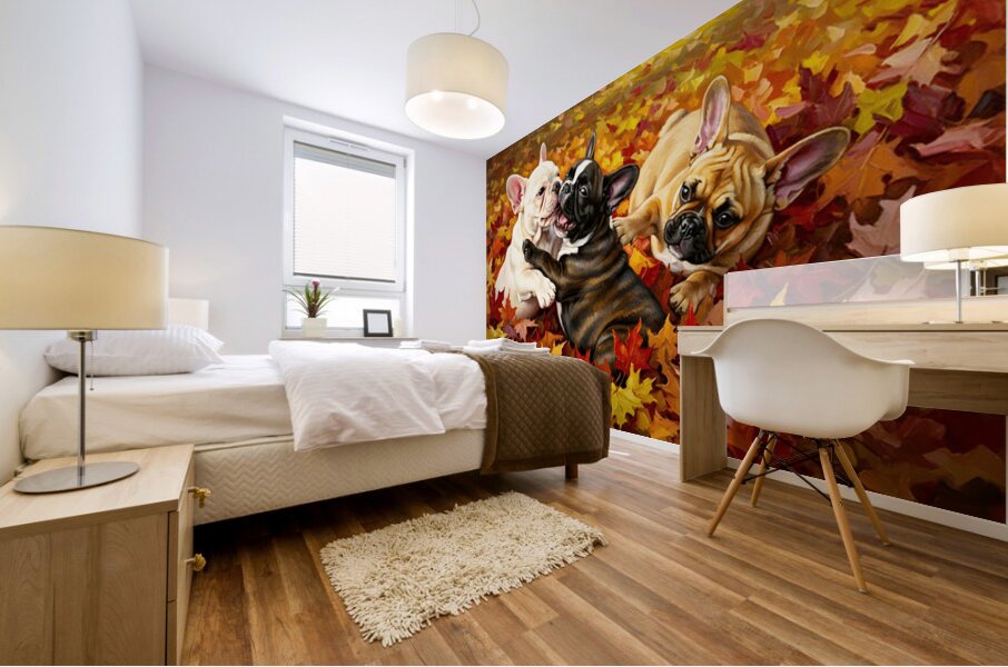 French Bulldog Puppy Rests After Autumn Play Mural print
