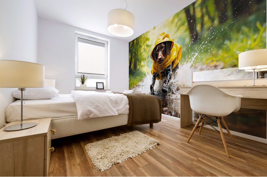 German Shorthaired Pointer Puppy Ready For Rainy Adventure Mural print