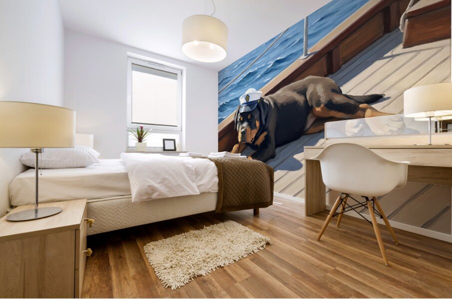 Brave Puppy Navigator Spots Land Ahead Mural print