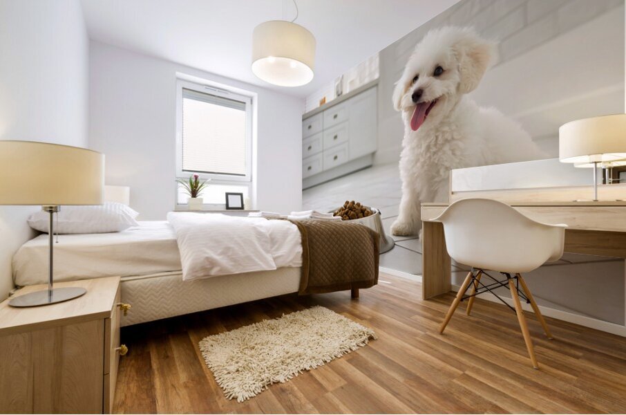 Poodle Puppys Dinner Time Excitement Mural print