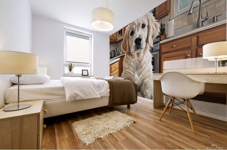 Golden Retriever Puppys Kitchen Discovery Mural print