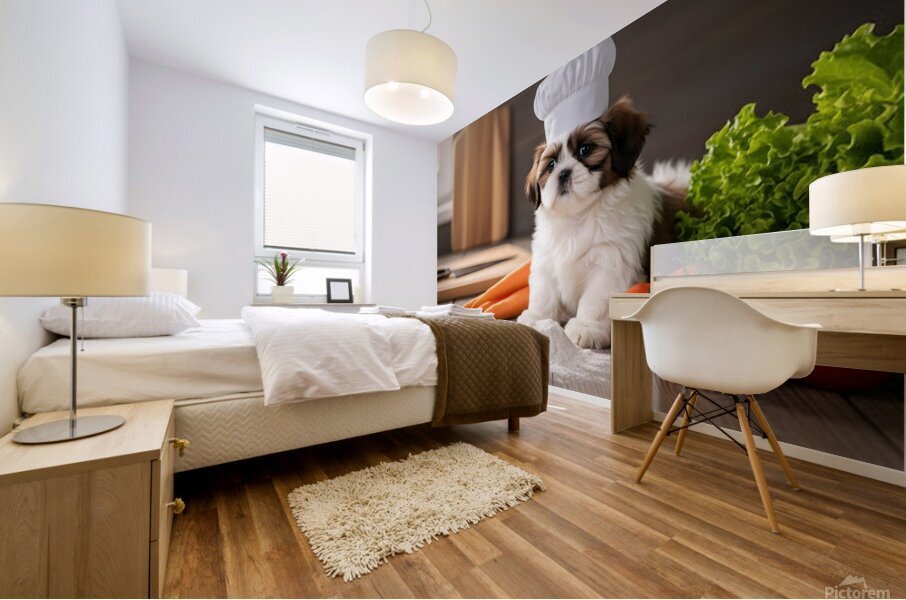 Shih Tzu Puppy Chef Ready To Cook Mural print