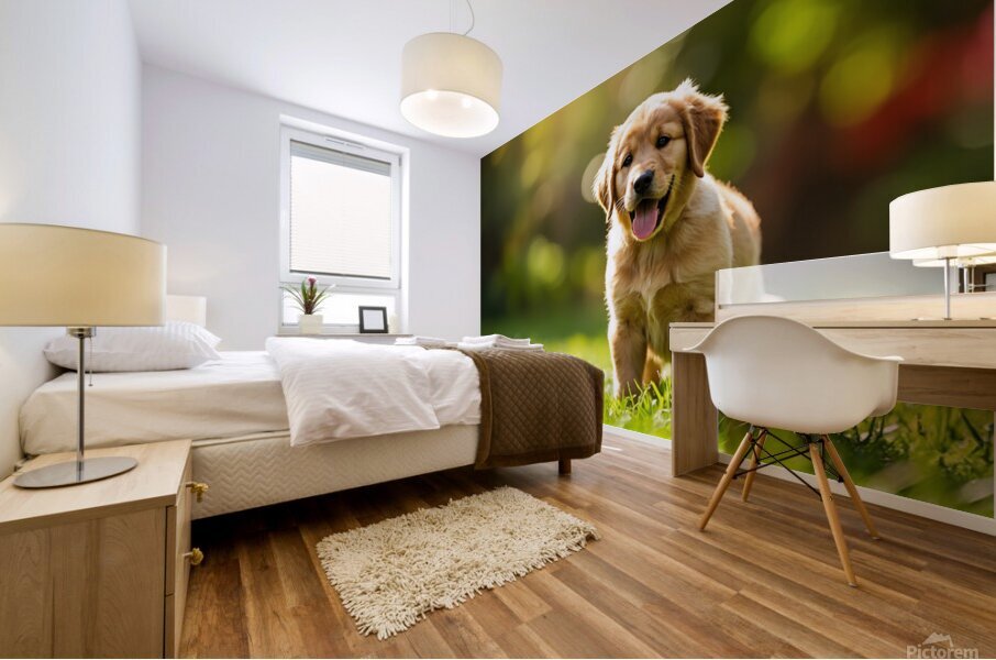 Proud Puppy Successfully Stands After Sploot Adventure Mural print